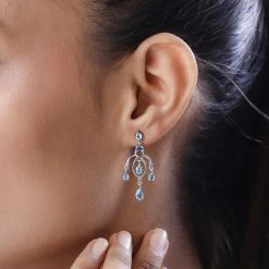 Schweizer Blautopas Ohrringe, 925 Silber Platiniert, Ca. 2.78 Ct -Schmuck Shoplc 7517712 2