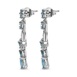 Schweizer Blautopas Ohrringe, 925 Silber Platiniert, Ca. 2.78 Ct -Schmuck Shoplc 7517712 3