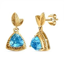 Schweizer Blautopas Ohrringe 925 Silber Gelbgold Vermeil Ca. 2,68 Ct. -Schmuck Shoplc 7517733 3