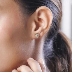 AA Natürlicher Goldener Tansanit, Weißer Zirkon Ohrringe, 925 Silber Gelbgold Vermeil, Ca. 1.09 Ct -Schmuck Shoplc 7518808 2