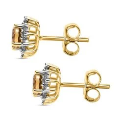 AA Natürlicher Goldener Tansanit, Weißer Zirkon Ohrringe, 925 Silber Gelbgold Vermeil, Ca. 1.09 Ct -Schmuck Shoplc 7518808 3