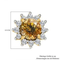 AA Natürlicher Goldener Tansanit, Weißer Zirkon Ohrringe, 925 Silber Gelbgold Vermeil, Ca. 1.09 Ct -Schmuck Shoplc 7518808 5