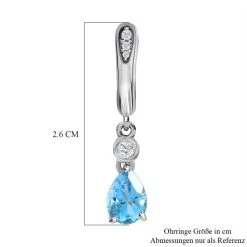 Schweizer Blautopas, Weißer Zirkon Ohrringe, 925 Silber Platiniert, Ca. 1.85 Ct -Schmuck Shoplc 7519251 5