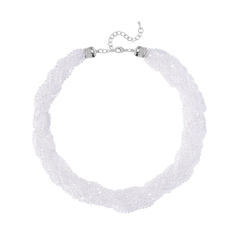 Weiße Facettierte Glaskugel Strang Halskette Ca. 45+5 Cm 3 Weiße Facettierte Glaskugel Strang Halskette Ca. 45+5 Cm