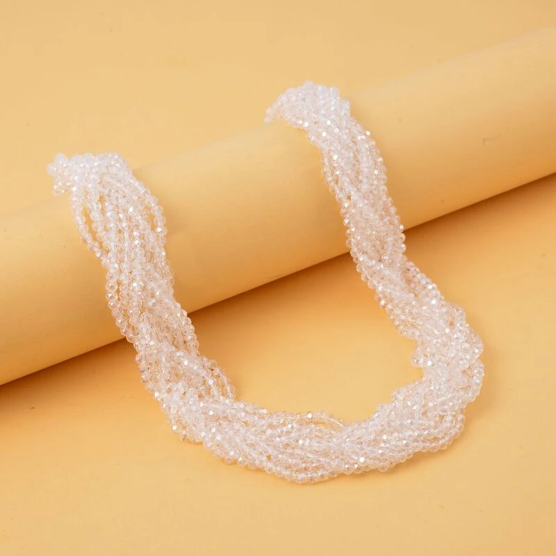 Weiße Facettierte Glaskugel Strang Halskette Ca. 45+5 Cm 4 Weiße Facettierte Glaskugel Strang Halskette Ca. 45+5 Cm – Bild 2