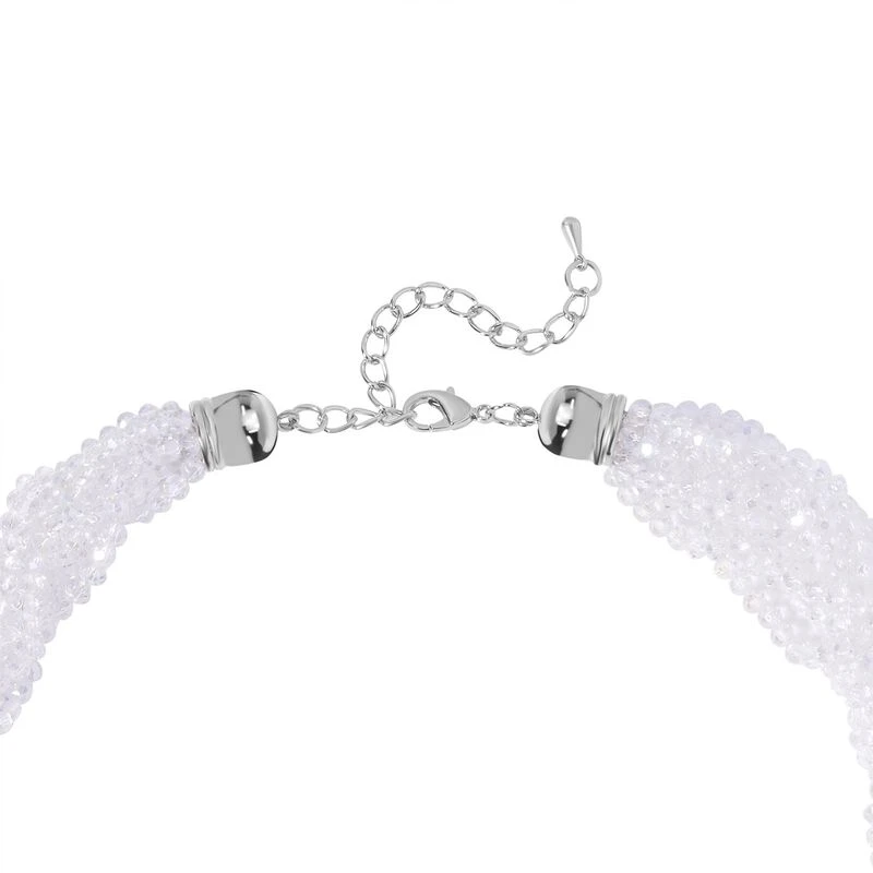 Weiße Facettierte Glaskugel Strang Halskette Ca. 45+5 Cm 6 Weiße Facettierte Glaskugel Strang Halskette Ca. 45+5 Cm – Bild 4