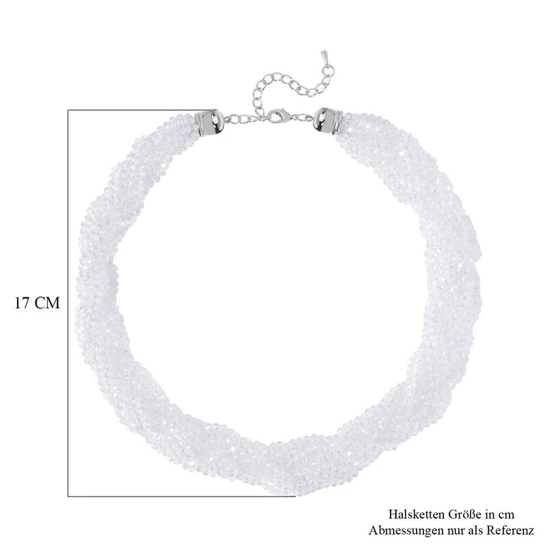 Weiße Facettierte Glaskugel Strang Halskette Ca. 45+5 Cm 7 Weiße Facettierte Glaskugel Strang Halskette Ca. 45+5 Cm – Bild 5