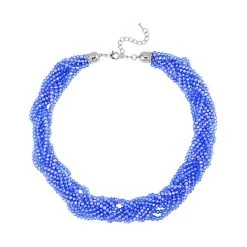 Blaue Facettierte Glaskugel Strang Halskette, Ca. 45+5 Cm