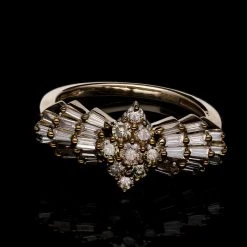 Natürlicher Champagner Diamant Ballerina-Ring, SGL Zertifiziert SI, 585 Gold (Größe 17.00) Ca. 1.00 Ct -Schmuck Shoplc 7519307 1