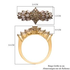 Natürlicher Champagner Diamant Ballerina-Ring, SGL Zertifiziert SI, 585 Gold (Größe 17.00) Ca. 1.00 Ct -Schmuck Shoplc 7519307 5