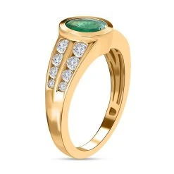 Kagem Sambischer Smaragd, Weißer Zirkon Ring 925 Silber Gelbgold Vermeil (Größe 17.00) Ca. 2.05 Ct -Schmuck Shoplc 7519928 4