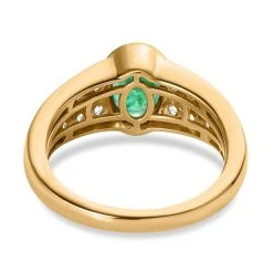 Kagem Sambischer Smaragd, Weißer Zirkon Ring 925 Silber Gelbgold Vermeil (Größe 17.00) Ca. 2.05 Ct -Schmuck Shoplc 7519928 5