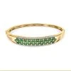 Kagem Sambischer Smaragd, Weißer Zirkon Armreif, Ca. 19 Cm, 925 Silber Gelbgold Vermeil, Ca. 6.74 Ct -Schmuck Shoplc 7520346