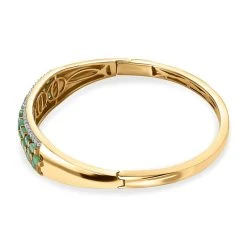 Kagem Sambischer Smaragd, Weißer Zirkon Armreif, Ca. 19 Cm, 925 Silber Gelbgold Vermeil, Ca. 6.74 Ct -Schmuck Shoplc 7520346 3