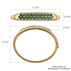Kagem Sambischer Smaragd, Weißer Zirkon Armreif, Ca. 19 Cm, 925 Silber Gelbgold Vermeil, Ca. 6.74 Ct -Schmuck Shoplc 7520346 5