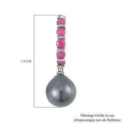 Tahiti Perle, Afrikanischer Rubin (Fissure Gefüllt) Ohrringe, 925 Silber Rhodiniert, Ca. 1.50 Ct -Schmuck Shoplc 7522466 4