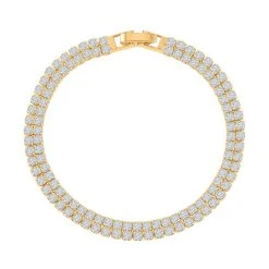 Weißes Zirkonia Armband, Ca. 20 Cm, Ca. 4.00 Ct, Goldfarben 4.00 Ct