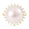Weiße Edison Perle (13-14 Mm), Moissanit Ring, 925 Silber Gelbgold Vermeil, (Größe 16.00), Ca. 0.96 Ct 1 Weiße Edison Perle (13-14 Mm), Moissanit Ring, 925 Silber Gelbgold Vermeil, (Größe 16.00), Ca. 0.96 Ct -Schmuck Shoplc 7522760