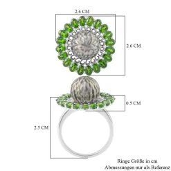 Tahiti Perle, Natürlicher Chromdiopsid Ringe 925 Silber Rhodiniert (Größe 16.00) Ca. 3.73 Ct -Schmuck Shoplc 7522808 6