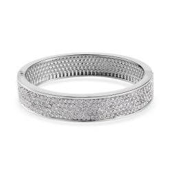 Weißer Kristall Armreif Ca. 19 Cm, Silberfarben