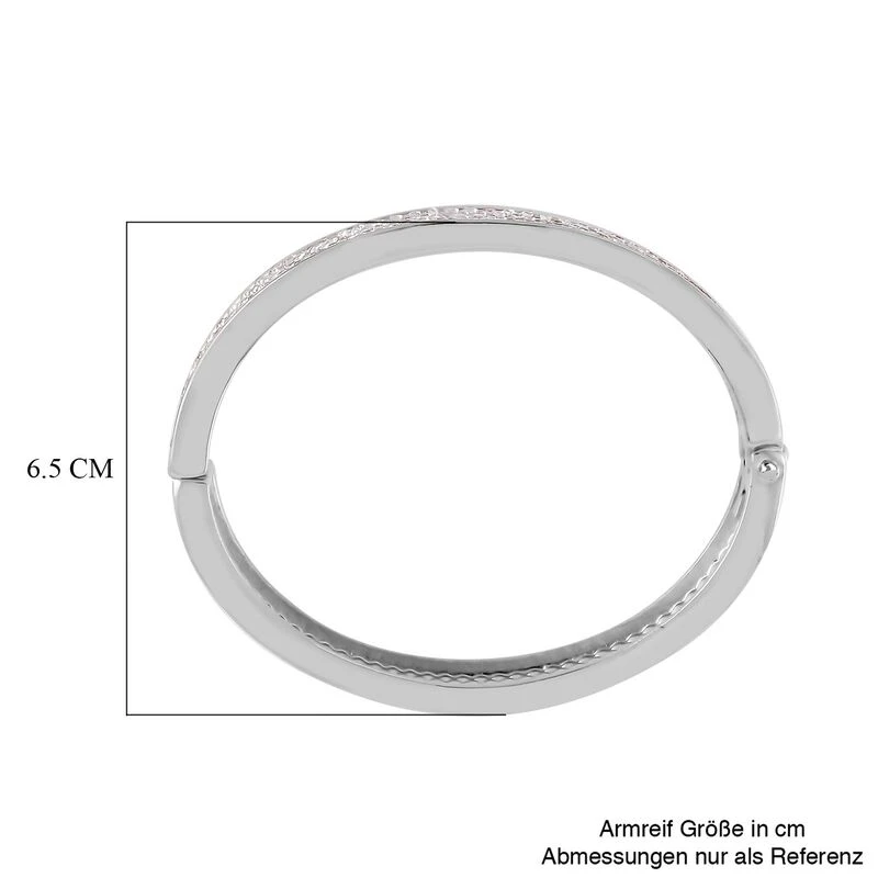 Weißer Kristall Armreif Ca. 19 Cm, Silberfarben 8 Weißer Kristall Armreif Ca. 19 Cm, Silberfarben – Bild 6