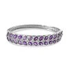 Afrikanischer Amethyst, Weißer Zirkon Armreif, Ca. 19 Cm Edelstahl, Ca. 12.20 Ct -Schmuck Shoplc 7522968
