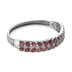 Roter Granat, Weißer Zirkon Armreif Ca. 19 Cm Edelstahl Ca. 16.69 Ct -Schmuck Shoplc 7522981 3