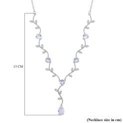 Glitzernde Weiße Kristall-Lariat-Halskette Mit Blättern, Ca. 50 Cm Reines Messing -Schmuck Shoplc 7522983 4