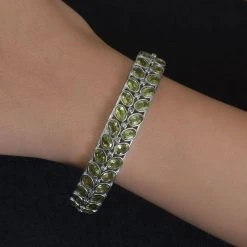 Natürliches Peridot, Weißer Zirkon Armreif, Ca. 19 Cm, Edelstahl Ca. 13.67 Ct -Schmuck Shoplc 7522986 2