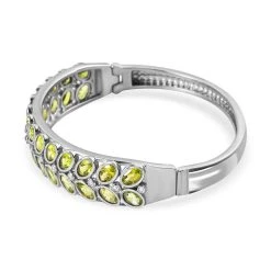 Natürliches Peridot, Weißer Zirkon Armreif, Ca. 19 Cm, Edelstahl Ca. 13.67 Ct -Schmuck Shoplc 7522986 3