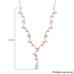 Glitzernde Weiße Kristall-Lariat-Halskette Mit Blättern, Ca. 50 Cm Reines Messing, Weiß -Schmuck Shoplc 7522989 4