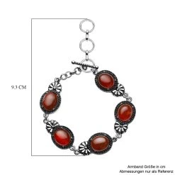 Rotes Achat-Armband, Ca. 20 Cm, Silberfarben, Schwarz Oxidiert Ca. 42,50 Ct -Schmuck Shoplc 7524975 2