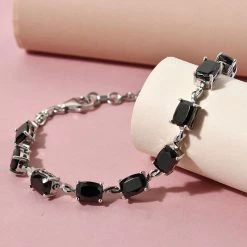 Elite Shungit Armband Ca. 20 Cm 925 Silber Platiniert Ca. 7,25 Ct -Schmuck Shoplc 7525031 1