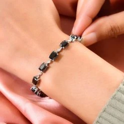 Elite Shungit Armband Ca. 20 Cm 925 Silber Platiniert Ca. 7,25 Ct -Schmuck Shoplc 7525031 2