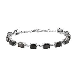 Elite Shungit Armband Ca. 19 Cm 925 Silber Platiniert Ca. 6,70 Ct