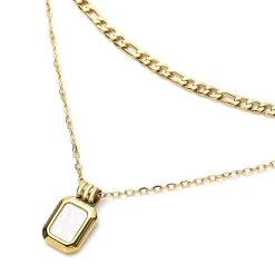 Weiße Muschelkernperlen-Halskette, Ca. 40 Cm, Edelstahl Goldfarben -Schmuck Shoplc 7525115 2