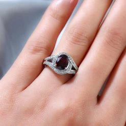 Rhodolith Granat Und Zirkon Ring 925 Silber Platiniert (Größe 16.00) Ca. 3,06 Ct -Schmuck Shoplc 7526505 2