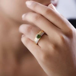 Natürlicher Peridot, Weißer Zirkon Ring, 925 Silber Vergoldet, (Größe 20.00) Ca. 1.73 Ct -Schmuck Shoplc 7526723 2