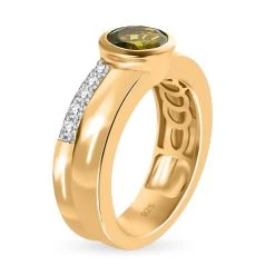 Natürlicher Peridot, Weißer Zirkon Ring, 925 Silber Vergoldet, (Größe 20.00) Ca. 1.73 Ct -Schmuck Shoplc 7526723 4