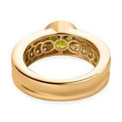 Natürlicher Peridot, Weißer Zirkon Ring, 925 Silber Vergoldet, (Größe 20.00) Ca. 1.73 Ct -Schmuck Shoplc 7526723 5