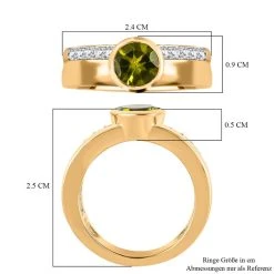 Natürlicher Peridot, Weißer Zirkon Ring, 925 Silber Vergoldet, (Größe 20.00) Ca. 1.73 Ct -Schmuck Shoplc 7526723 6
