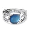 Aurora Mondstein, Weißer Zirkon Ring, 925 Silber Platiniert (Größe 21.00) Ca. 3.11 Ct 2 Aurora Mondstein, Weißer Zirkon Ring, 925 Silber Platiniert (Größe 21.00) Ca. 3.11 Ct -Schmuck Shoplc 7526808