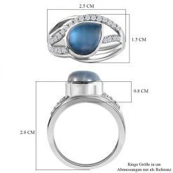 Aurora Mondstein, Weißer Zirkon Ring, 925 Silber Platiniert (Größe 21.00) Ca. 3.11 Ct -Schmuck Shoplc 7526808 6