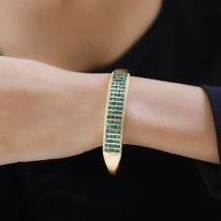 Kagem Sambischer Smaragd Armreif Ca. 19 Cm 925 Silber Gelbgold Vermeil Ca. 5.84 Ct -Schmuck Shoplc 7527397 2