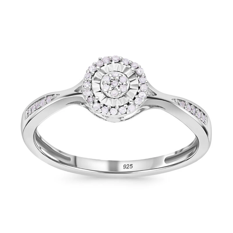 Weißer Diamant Ring, 925 Silber Platiniert, (Größe 18.00) Ca. 0.15 Ct 3 Weißer Diamant Ring, 925 Silber Platiniert, (Größe 18.00) Ca. 0.15 Ct