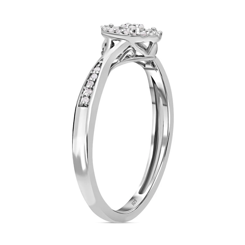 Weißer Diamant Ring, 925 Silber Platiniert, (Größe 18.00) Ca. 0.15 Ct 6 Weißer Diamant Ring, 925 Silber Platiniert, (Größe 18.00) Ca. 0.15 Ct – Bild 4