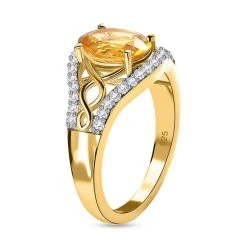 Premium Brasilianischer Heliodor, Weißer Zirkon Ring, 925 Silber Gelbgold Vermeil, (Größe 18.00) Ca. 1.92 Ct 13 Premium Brasilianischer Heliodor, Weißer Zirkon Ring, 925 Silber Gelbgold Vermeil, (Größe 18.00) Ca. 1.92 Ct -Schmuck Shoplc 7533892 4