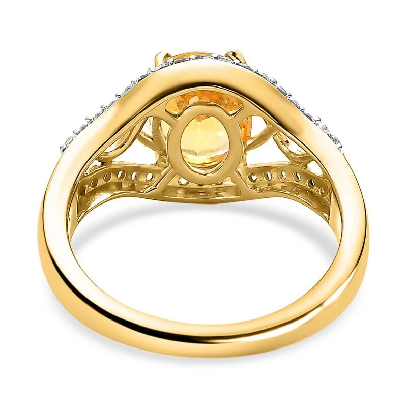 Premium Brasilianischer Heliodor, Weißer Zirkon Ring, 925 Silber Gelbgold Vermeil, (Größe 18.00) Ca. 1.92 Ct 8 Premium Brasilianischer Heliodor, Weißer Zirkon Ring, 925 Silber Gelbgold Vermeil, (Größe 18.00) Ca. 1.92 Ct – Bild 6