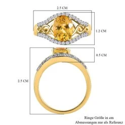Premium Brasilianischer Heliodor, Weißer Zirkon Ring, 925 Silber Gelbgold Vermeil, (Größe 18.00) Ca. 1.92 Ct 15 Premium Brasilianischer Heliodor, Weißer Zirkon Ring, 925 Silber Gelbgold Vermeil, (Größe 18.00) Ca. 1.92 Ct -Schmuck Shoplc 7533892 6