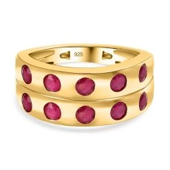 AA Afrikanischer Rubin (Fissure Gefüllt) Ring, 925 Silber Gelbgold Vermeil, (Größe 18.00) Ca. 1.63 Ct